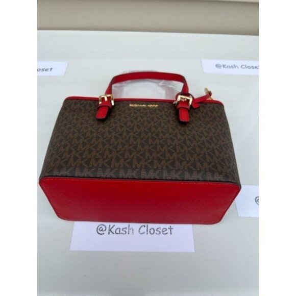 Michael Kors tote carryall handbag xs convertible top zip crossbody Flame Brown - Picture 7 of 10